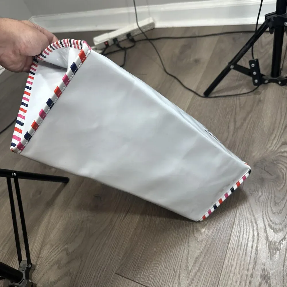 Kate Spade Par Avion Air Mail Tote Red White Blue Double Handle Shoulder Bag - Picture 7 of 10